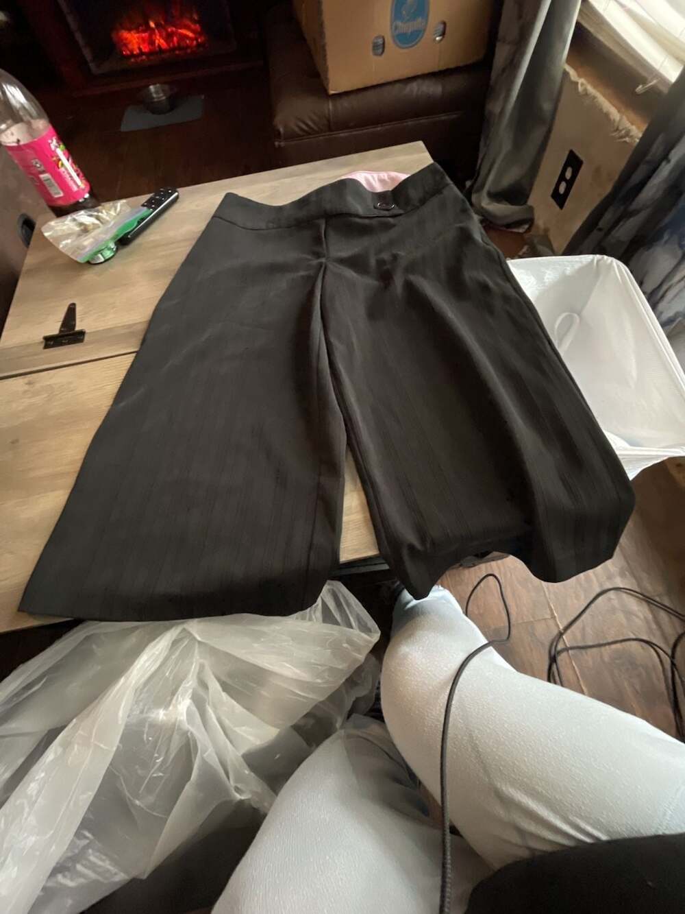 #D43 Heart Soul Pinstripe Pants Black Striped